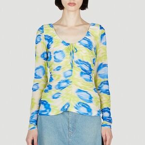 Ganni Mesh Ruched Top